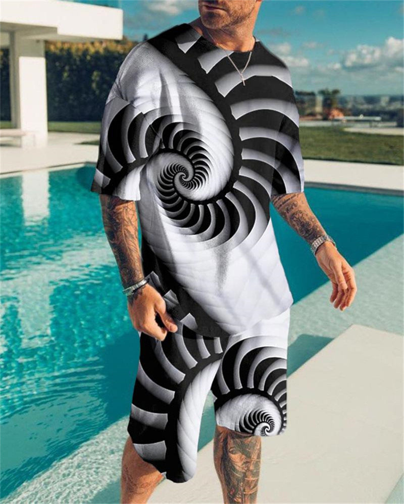 3D Digital Printed T-shirt Men's T-shirt Casual Suit