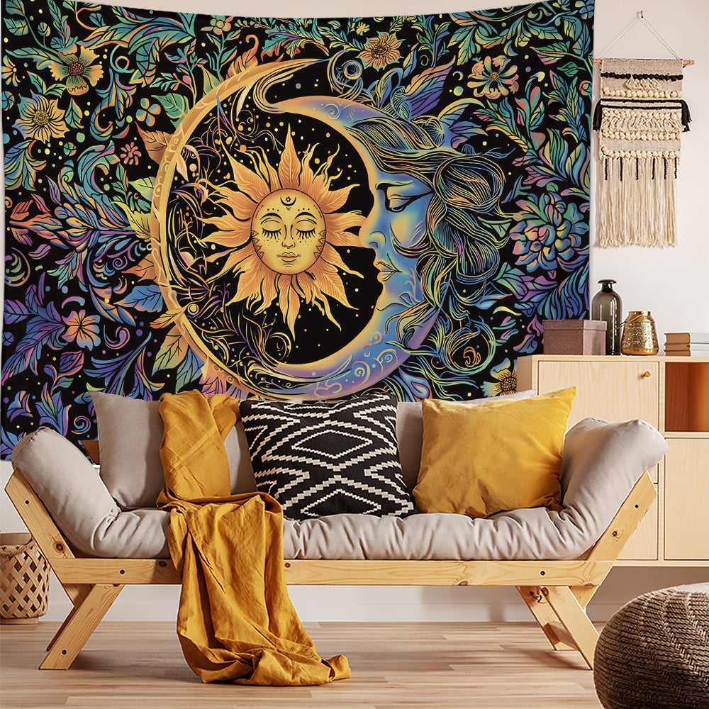 Sun Moon Face Decorative Tapestry
