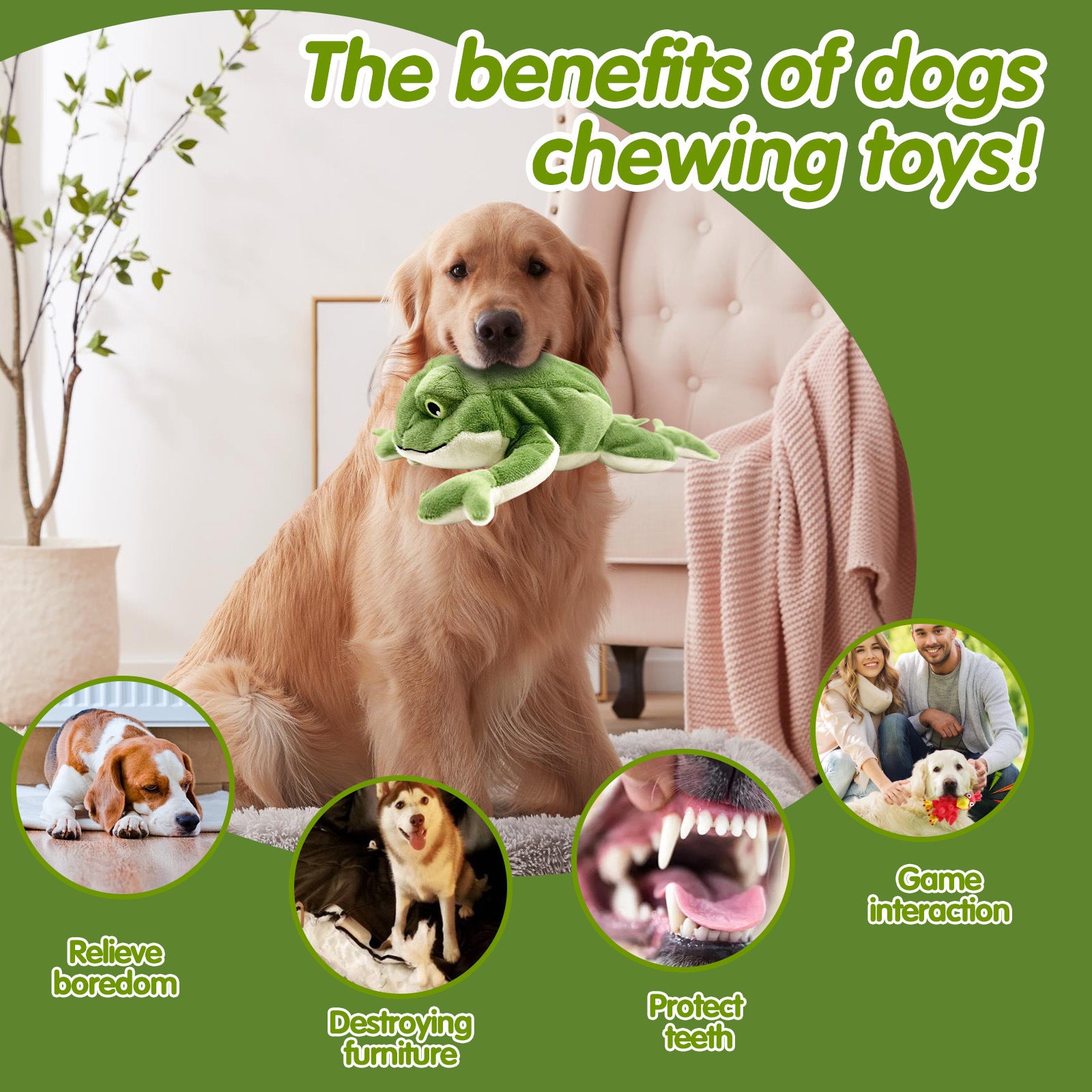 Durable Bite-Resistant Plush Golden Retriever Teddy Dog Toy