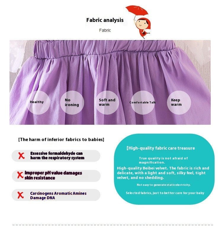 Girl's Fashionable With Skirt Fake Two-piece Casual 1-3-year-old Female