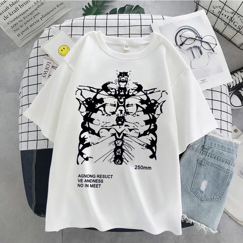 Printed Short Sleeved T-shirt Blouse For Women