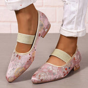 Chunky Heel Embroidery Women's Pumps