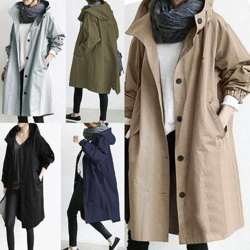 Women's Hooded Nylon Windbreaker Jacket Relaxed Fit