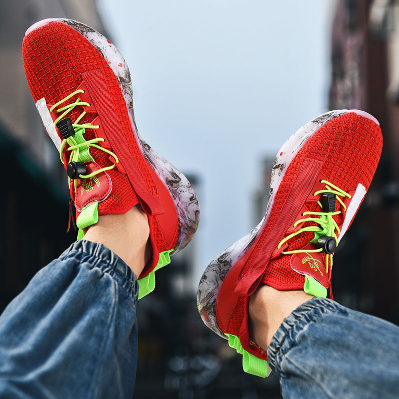 Popcorn Running Shoes Men's Casual Flying Knit Sneakers