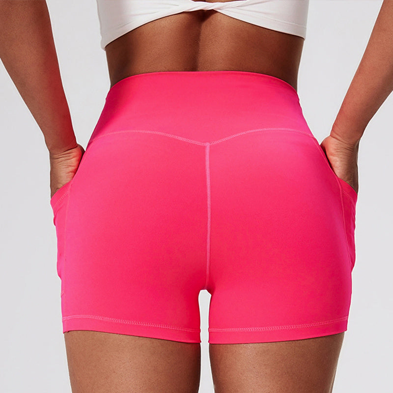 Women's High Waist Compression Shorts – Two Pockets, Ideal for Biking, Running & Daily Wear