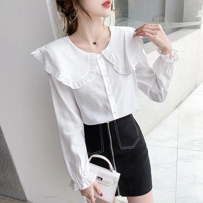 Doll Collar Long-sleeved Chiffon Shirt Women Show Thin Temperament Blouse Trend