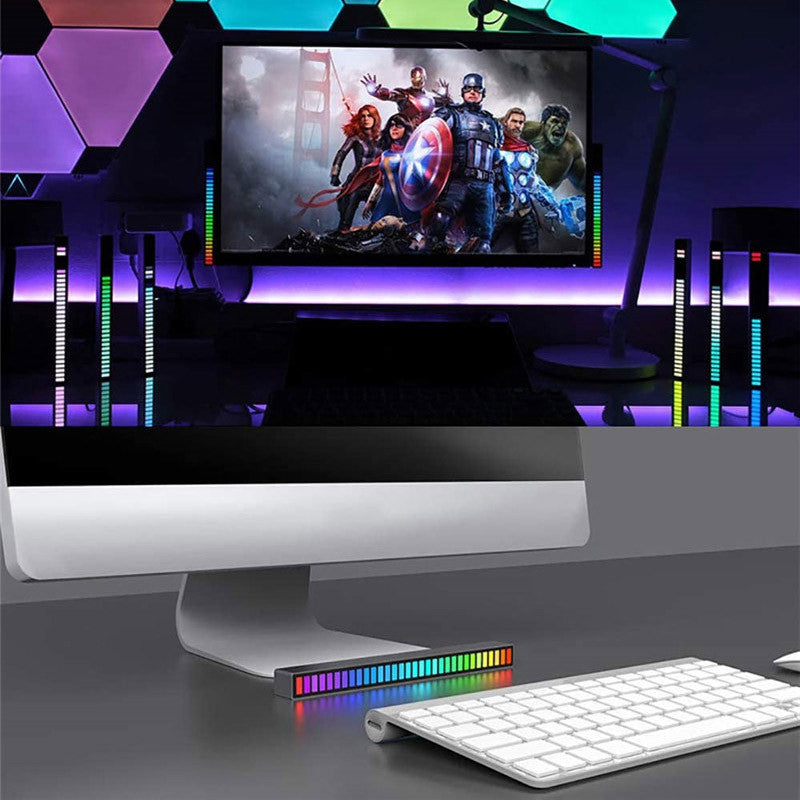 RGB Voice-Activated Music Rhythm Ambient Light with 32 LEDs and 18 Colors, Sound Control Lamp for Car and Home Decoration