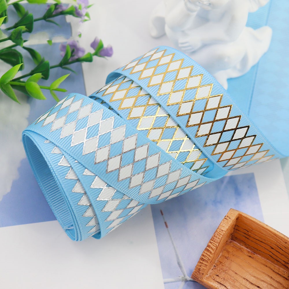 Bronzing Geometric Rib Ribbon – 25mm Decorative Craft Ribbon