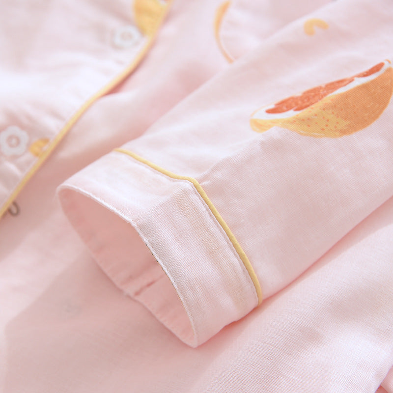 Women's Fashion Print Long Sleeve Cotton Yarn Loungewear Set