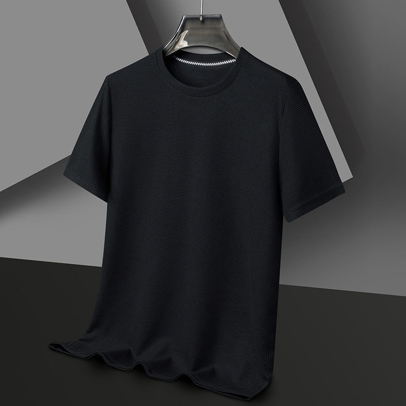 Summer Solid Color Men's Polyester Round Neck T-shirt