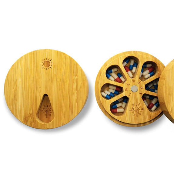 Wooden Portable Capsule Box Pill Storage Box