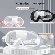 HD Waterproof Anti-fog Plating Swimming Goggles Plain Large Frame