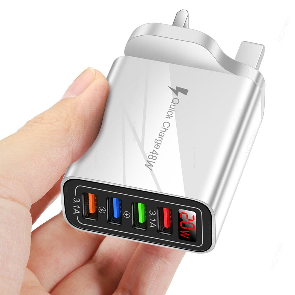 20W 4USB Digital Display Mobile Phone Charger With Display
