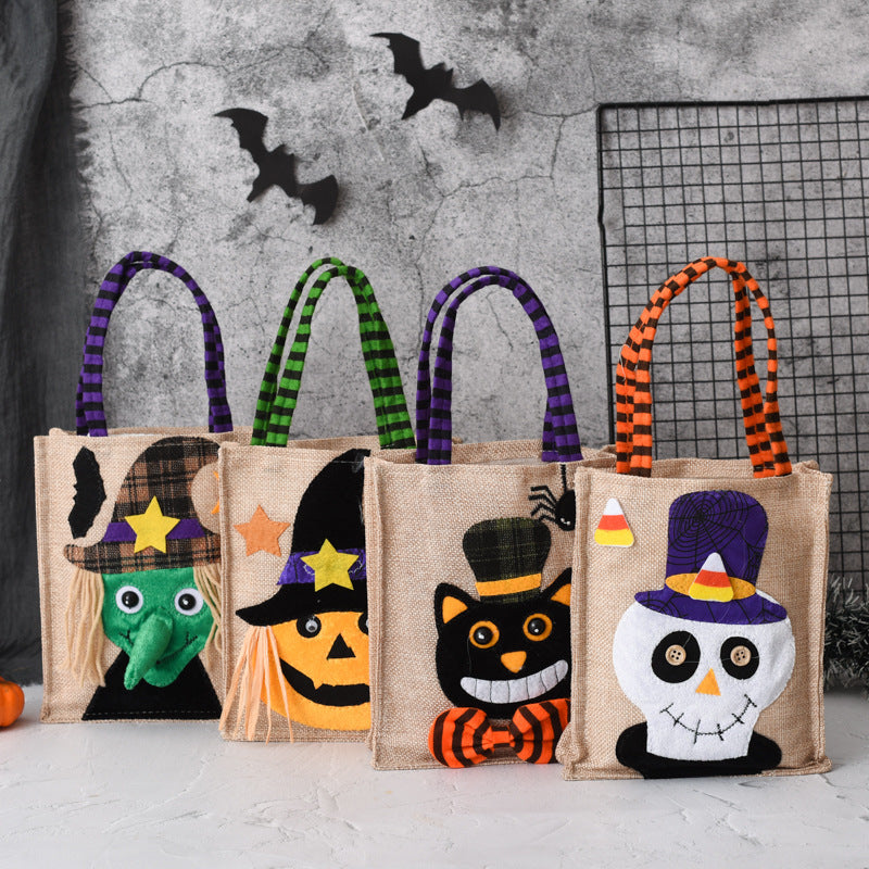 Halloween Candy Tote Bag – Creative Witch, Skull, and Pumpkin Gift Handbag for Kids and Party Favors