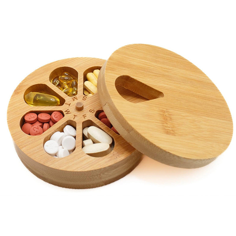 Wooden Portable Capsule Box Pill Storage Box
