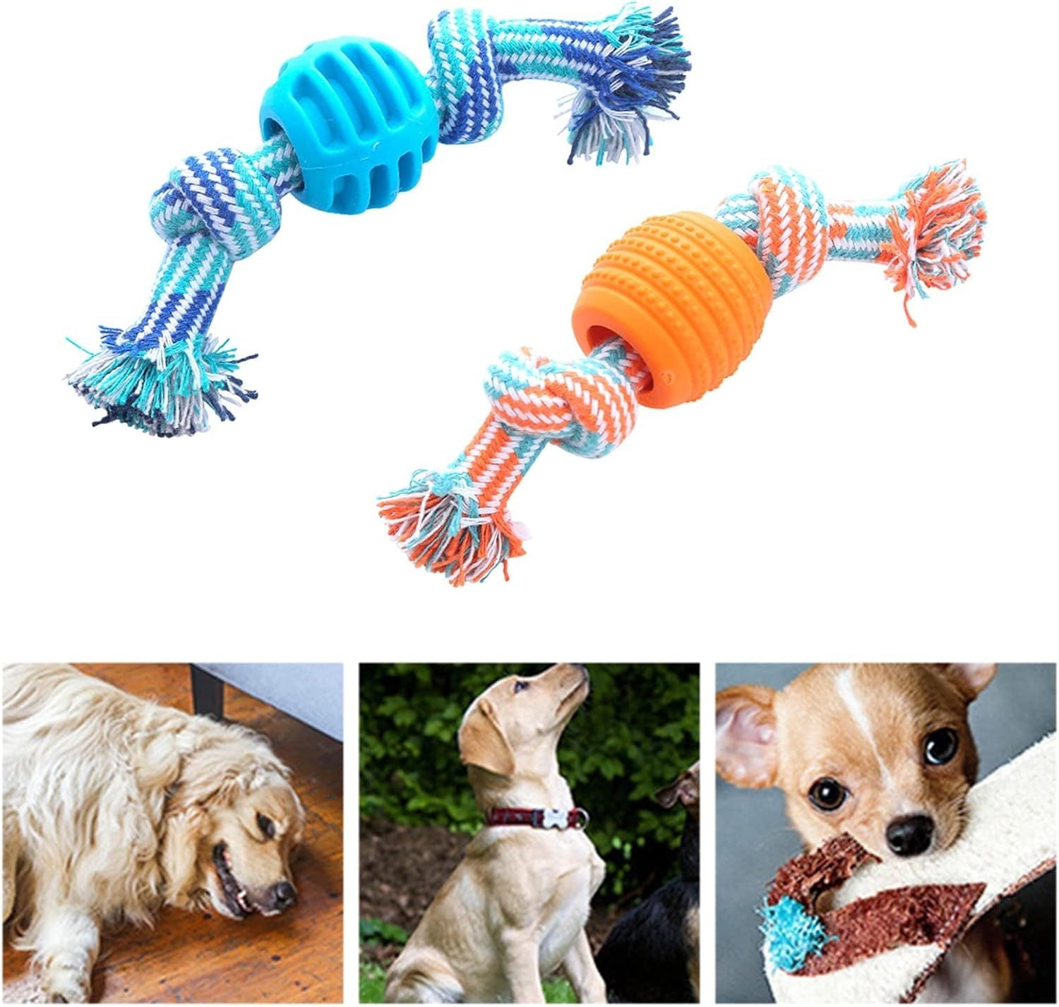 Durable Blue Soft Rope Dog Chew Toy for Teeth Cleaning and Oral Health