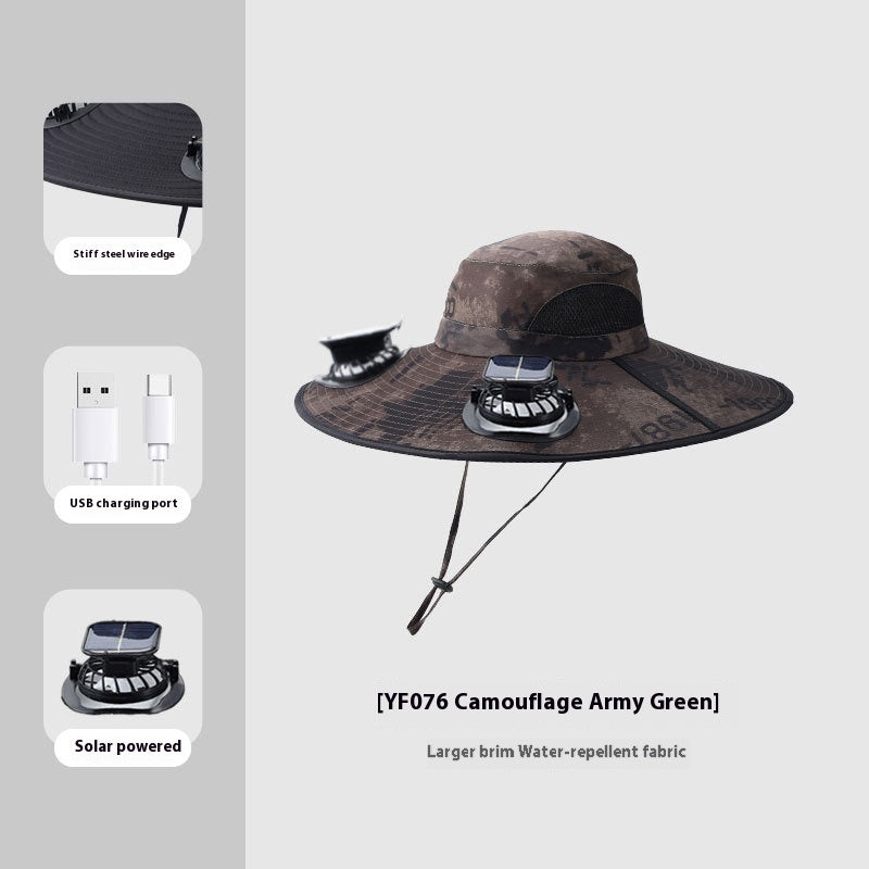 Solar Sunshade Cap With Fan Men's Outdoor Mountaineering Fishing Hat