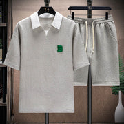 Men's Summer Ice Silk Short Sleeve T-shirt Shorts Set