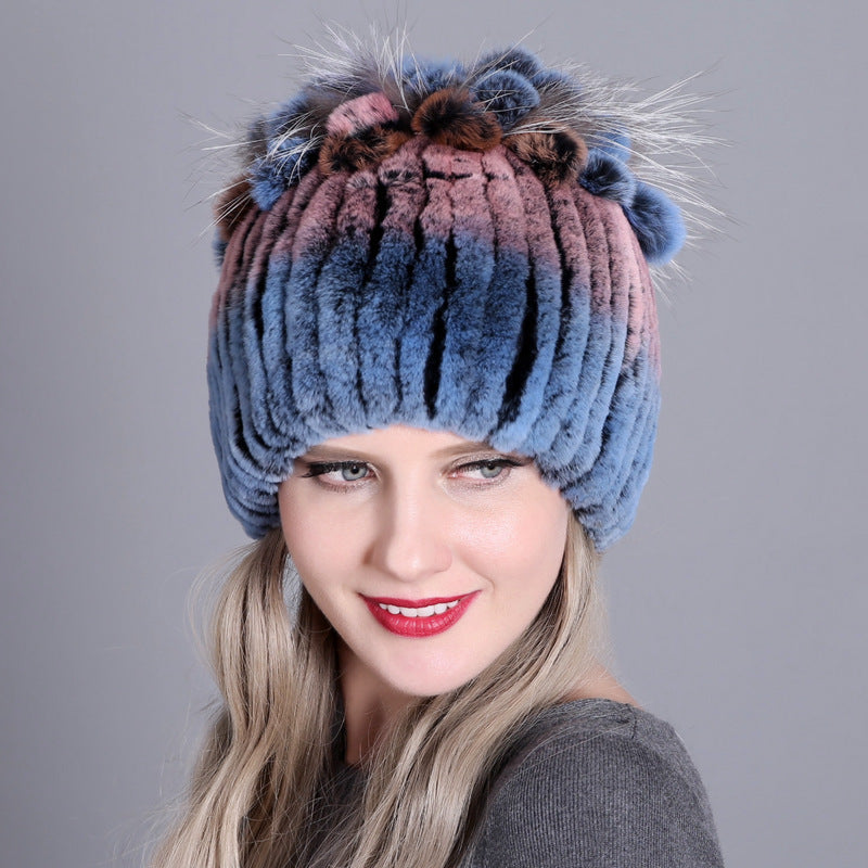 Colorful Korean-Style Women’s Warm Thick Fur Knitted Hat