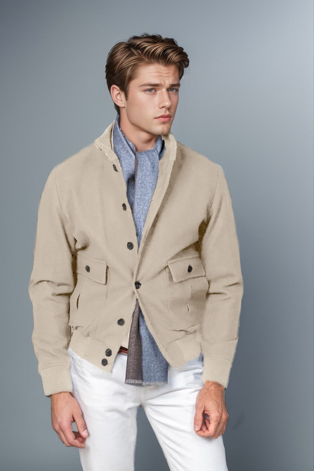Men's Design Long Sleeve Stand Collar Top