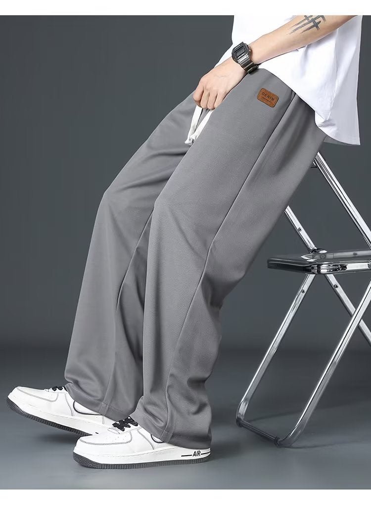 Men’s Ice Silk Thin Straight Loose Summer Pants