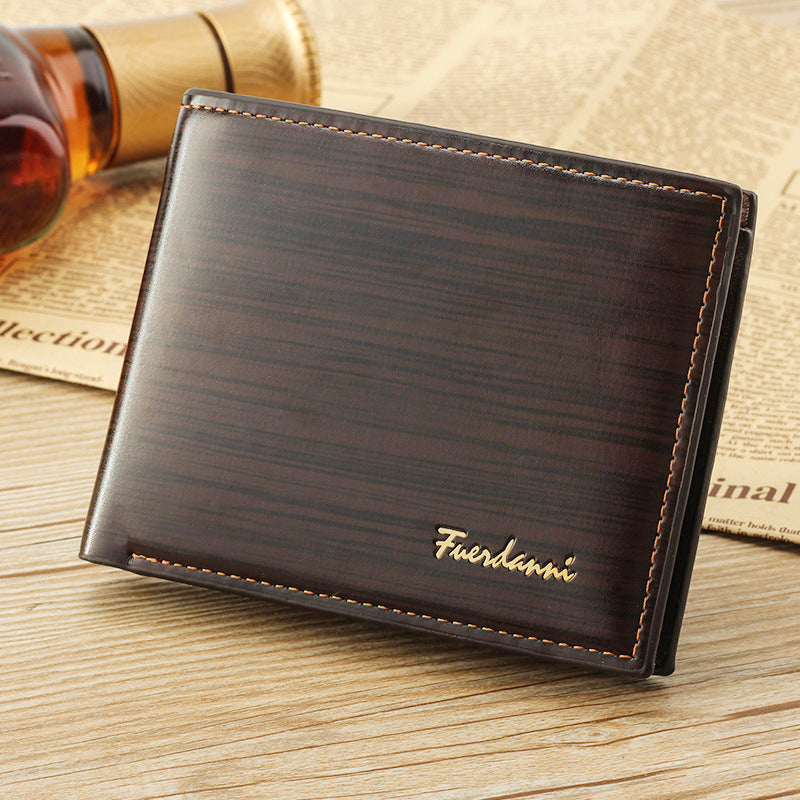 Men's Short Glossy Leather Wallet