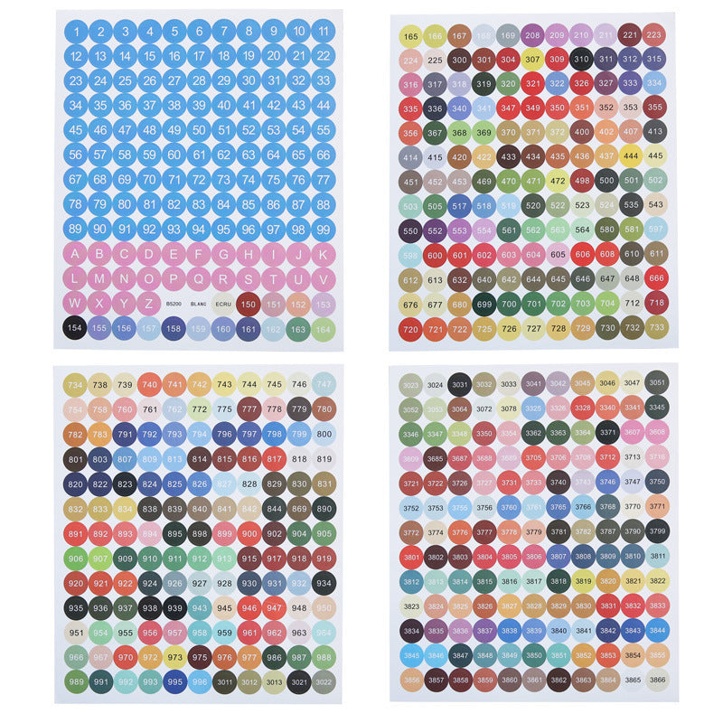 Diamond Painting DMC Color Card Sticker – 100 Round Label Number Stickers
