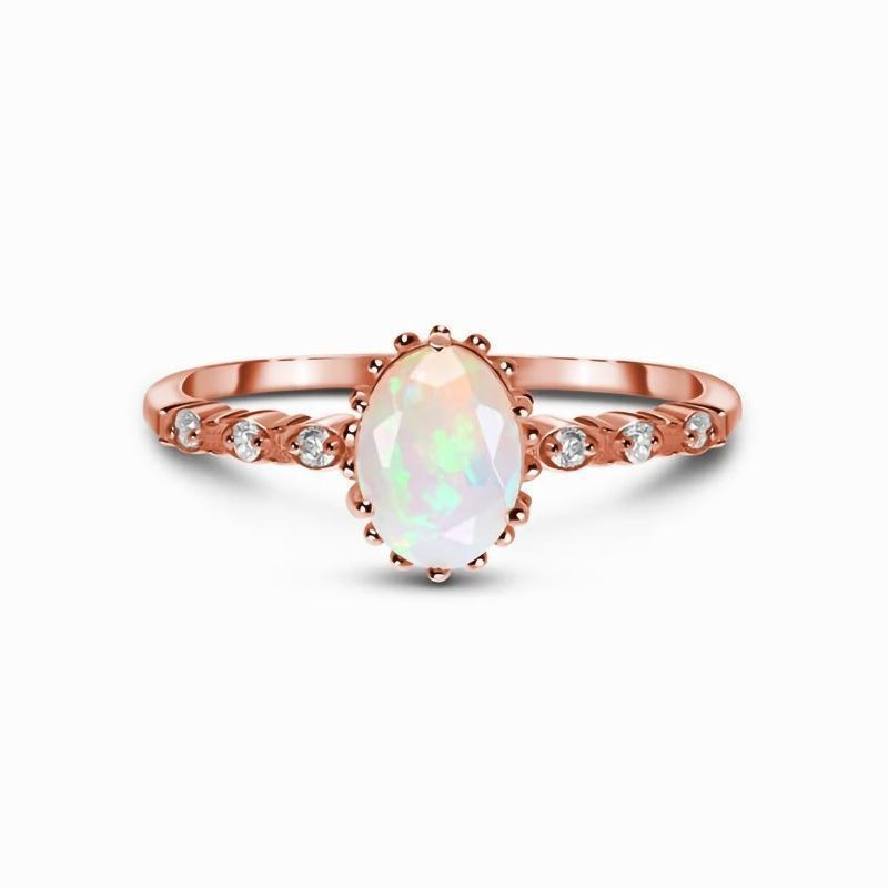 Imitation Moonstone Oval Rose Gold Ring Women's Niche