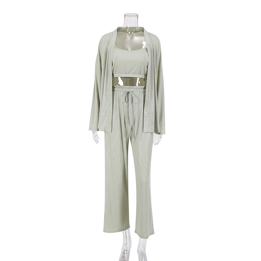 Women's Pajamas Vest Three-piece Homewear