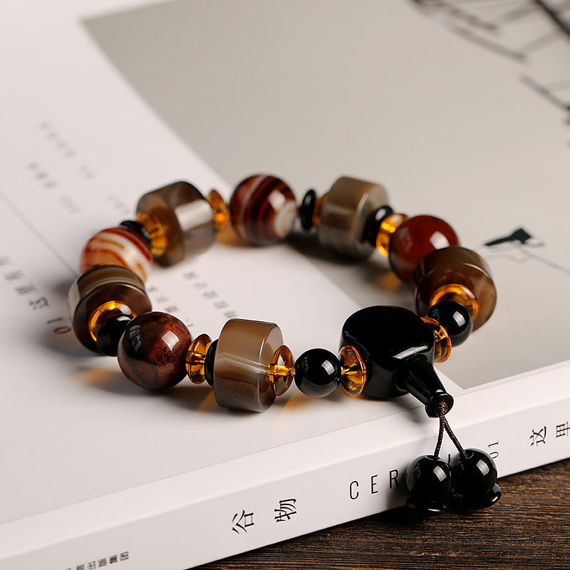 Original Natural Twining Line Old Agate Bracelet