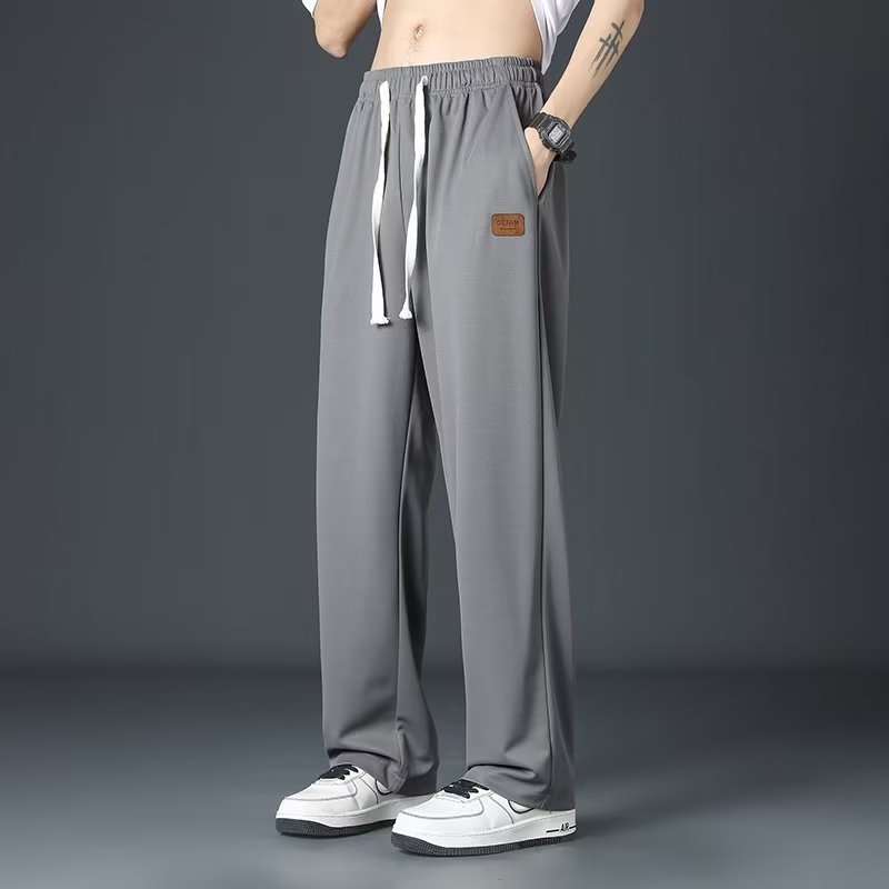 Men’s Ice Silk Thin Straight Loose Summer Pants