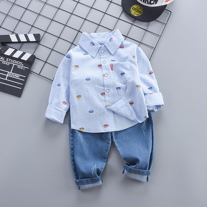 Kids Korean Style Cotton Shirt and Pants Set Regular Fit