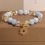 Natural Aquamarine Bracelet Women's Light Luxury Clover Crystal