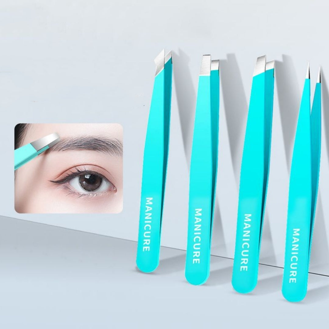 Stainless Steel Eyebrow Tweezers Set – Precision Eye Tail Tools