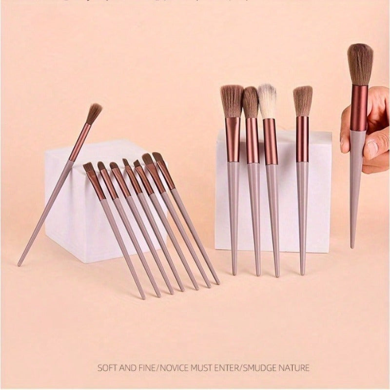 Professional Makeup Brush Set – 13pcs Soft Fluffy Foundation, Powder, Eyeshadow, Kabuki, Sponge & Beginner Kit