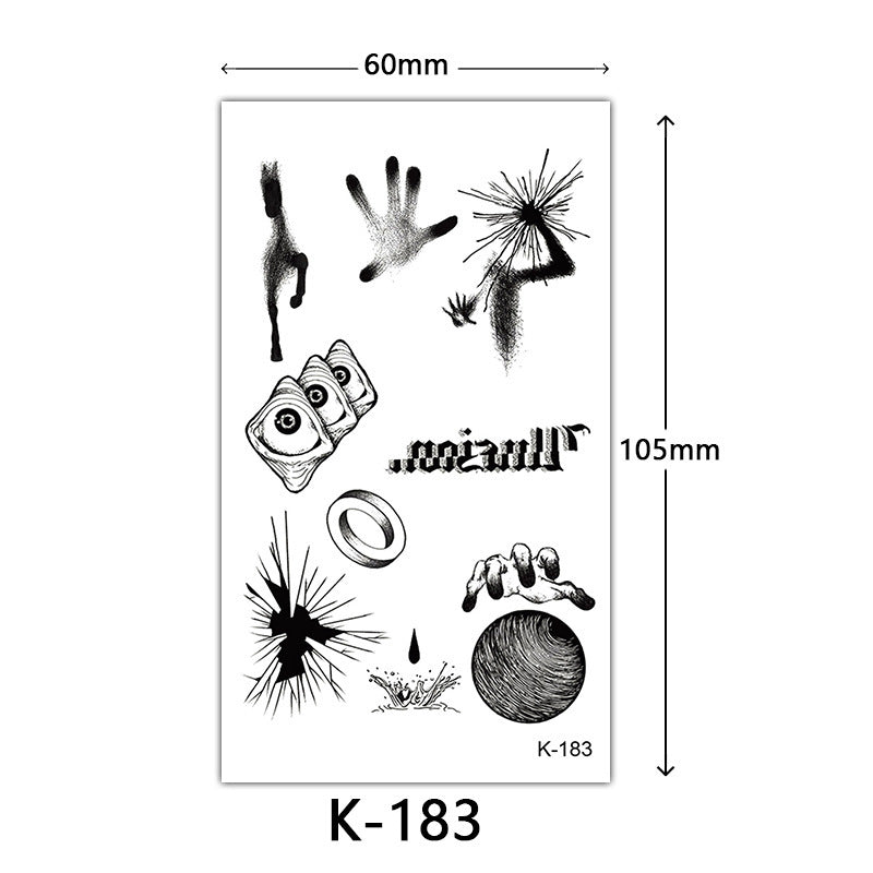 Tattoo Stickers – English Letters, Flowers, Butterfly Sketch Lines, Waterproof Temporary Tattoo