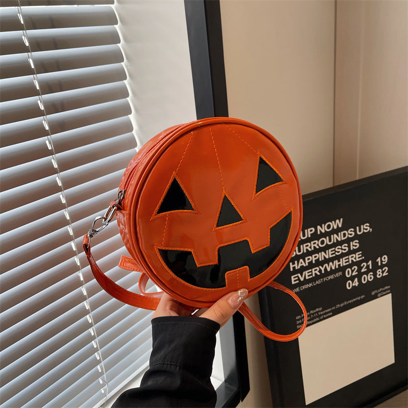 Halloween Pumpkin Round Bag – Cute Small Crossbody Shoulder Purse