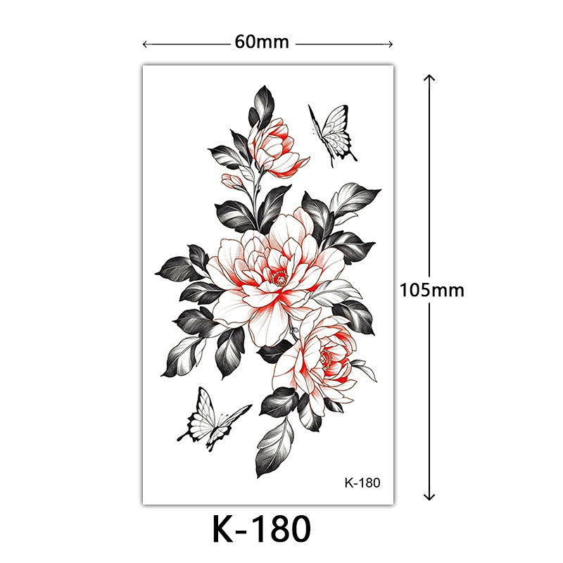 Tattoo Stickers – English Letters, Flowers, Butterfly Sketch Lines, Waterproof Temporary Tattoo