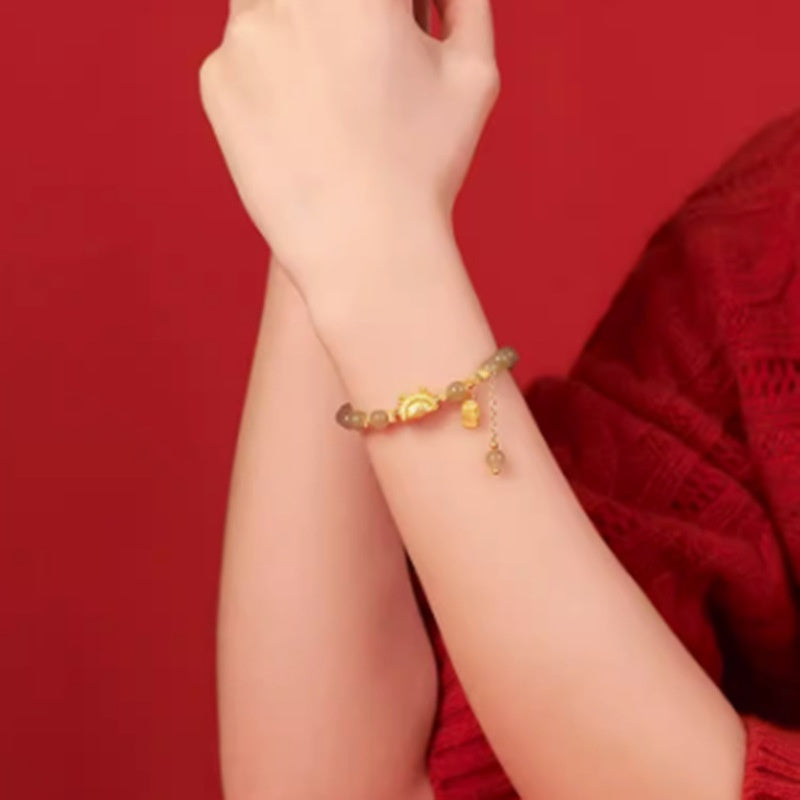 Lucky Blessing Card Hetian Jade Bracelet Chinese Style