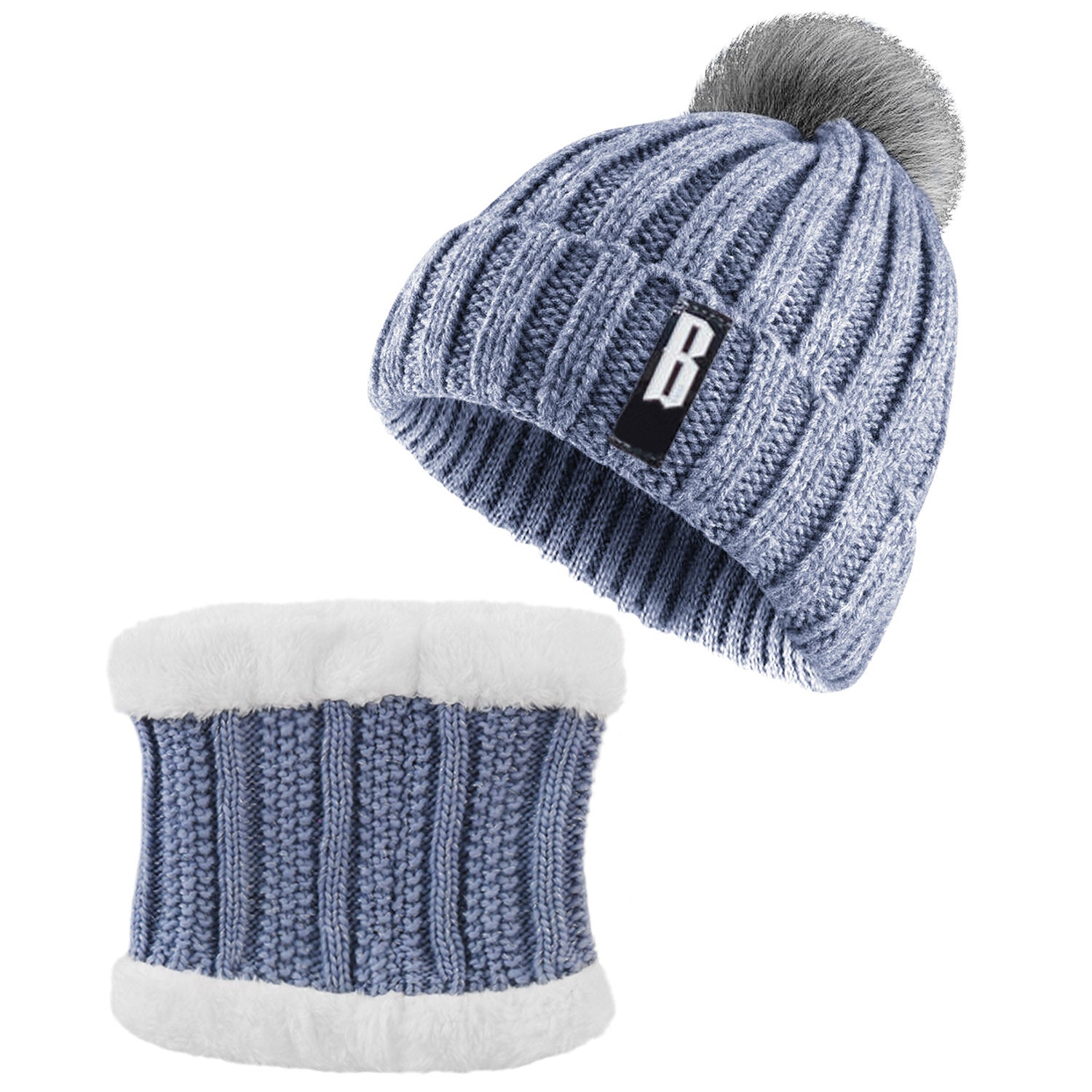 Women's Winter Knit Beanie and Scarf Set