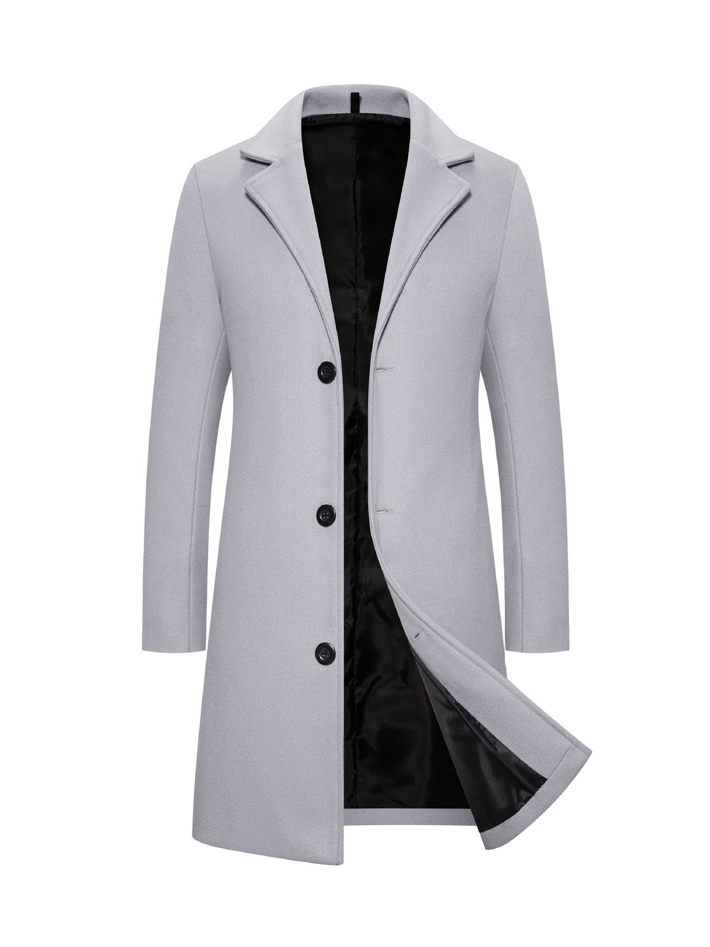 Long Solid Color Single Breasted Windbreaker Fabric