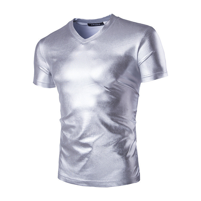 Short-sleeved T-shirt Shiny Men's T-shirt Bottoming Shirt