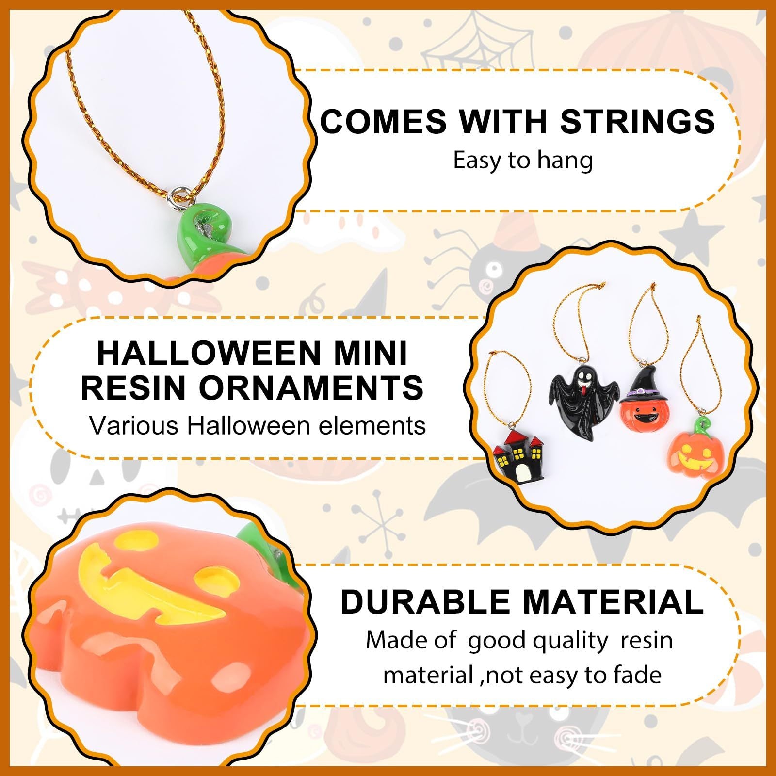 36PCS Mini Resin Halloween Ornaments – Small Hanging Figurines and Pendants for Party and Tree Decorations