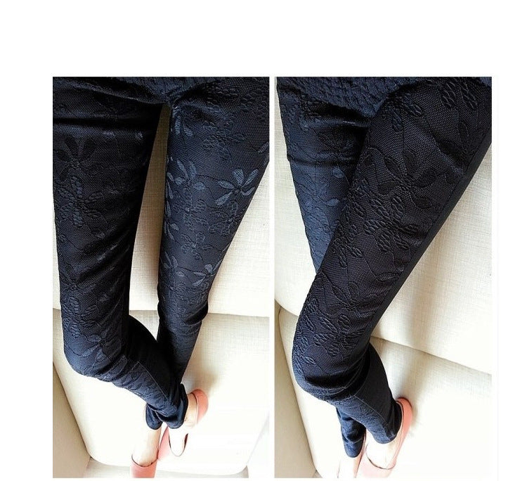 Women's Pencil Pants with Lace Stitching – Slim Fit Elegant Trousers