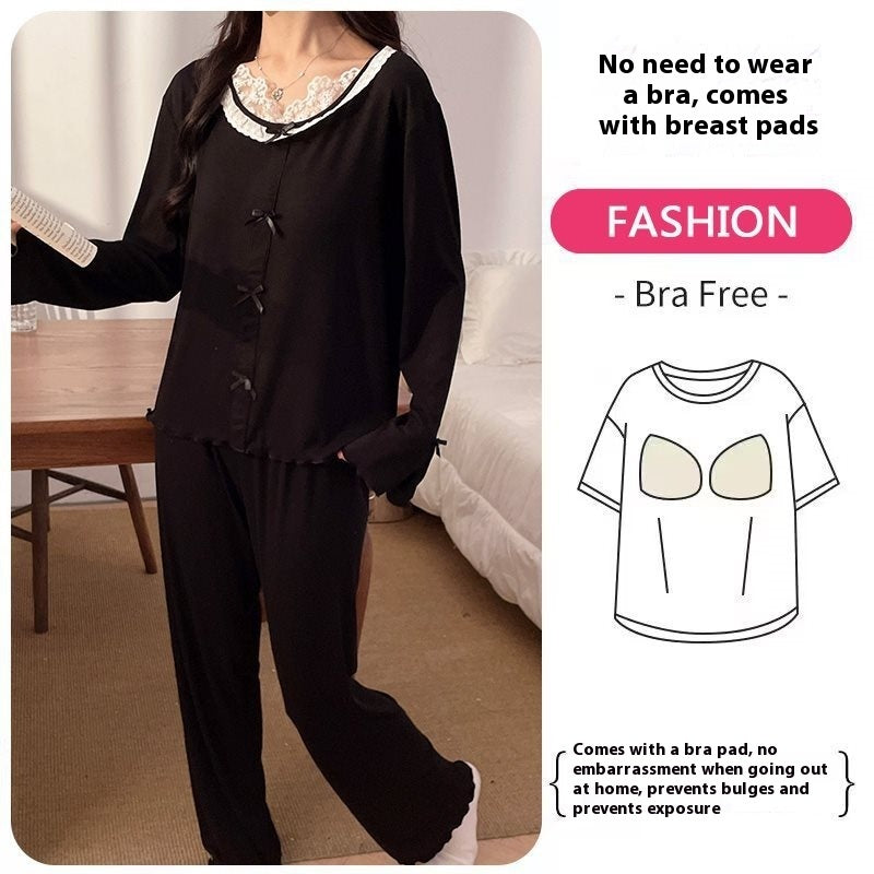 Women's Lace Long Sleeve Modal Pajamas Relaxed Fit Luxe