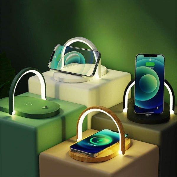 3-in-1 Foldable Wireless Charger & Night Light, 15W Qi Charging Station for iPhone, Apple Watch & AirPods