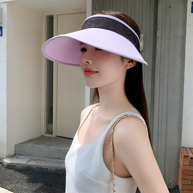 Breathable Two-Tone Peach Shape Big Brim Sun Visor Cap for Summer UV Protection