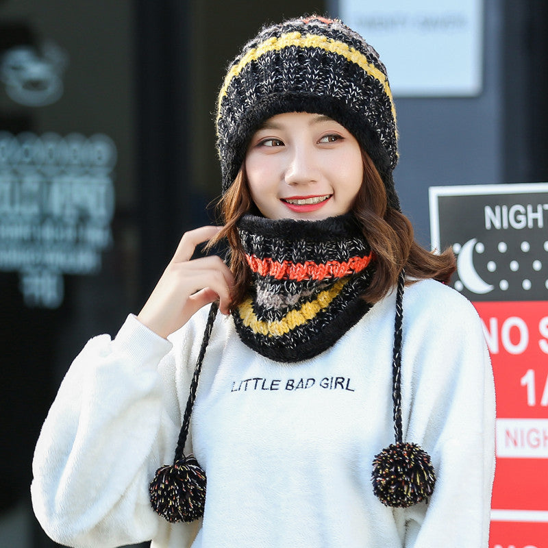 Warm Wool Knitted Hat and Scarf Set