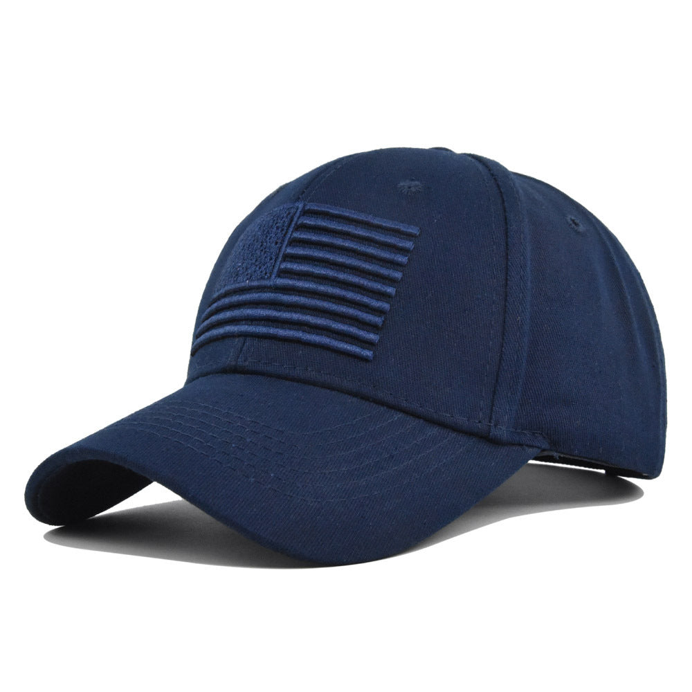 Stereo Embroidered Peaked Cotton Cap with Hard Dome Top for Men and Women