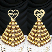 Wooden 7-layer Heart-shaped 3D Fork Wedding Party Chocolate Display